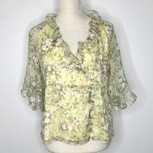 Paul & Joe silk‎ floral blouse yellow Size 2
